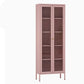 Modern Style Bookcase Metal Closed Back Bookshelf with Door for Home Office
