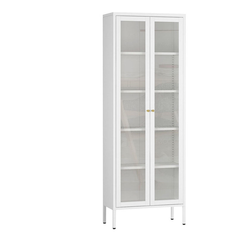 Modern Style Bookcase Metal Closed Back Bookshelf with Door for Home Office