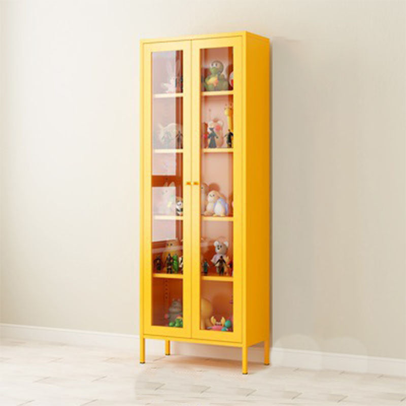 Modern Style Bookcase Metal Closed Back Bookshelf with Door for Home Office