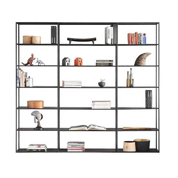 Contemporary Bookcase Metal Open Back Bookshelf for Home Office 70.9"L x 11.8"W x 70.9"H Black Clearhalo 'Bookcases' 'furn' 'furn_bookcases' 'Furniture' 'Office Furniture' 5297969