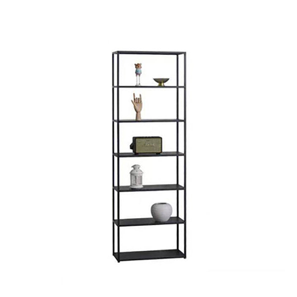Contemporary Bookcase Metal Open Back Bookshelf for Home Office 23.6"L x 11.8"W x 70.9"H Black Clearhalo 'Bookcases' 'furn' 'furn_bookcases' 'Furniture' 'Office Furniture' 5297972
