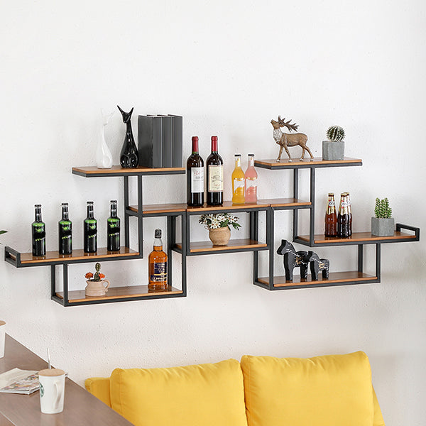 Industrial Floating Shelf Bookcase Metal and Wooden Bookshelf Clearhalo 'Bookcases' 'furn' 'furn_bookcases' 'Furniture' 'Office Furniture' 5298278