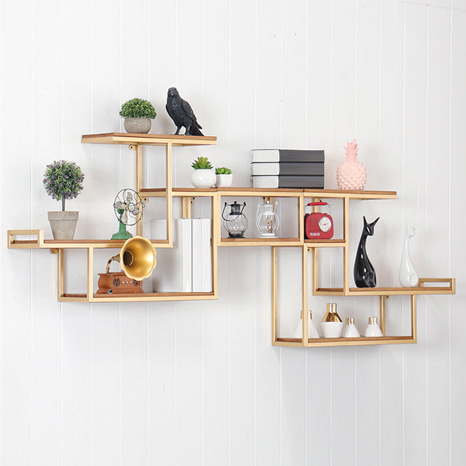 Industrial Floating Shelf Bookcase Metal and Wooden Bookshelf Clearhalo 'Bookcases' 'furn' 'furn_bookcases' 'Furniture' 'Office Furniture' 5298292
