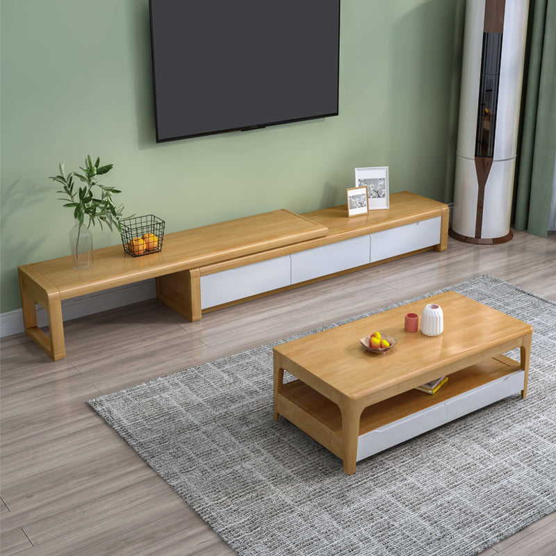 ソリッドウッド71 -インチテレビスタンド、3つの引き出しが含まれているテレビ用のノルディックテレビスタンドコンソール