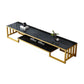 Glass TV Stand for TVs up to 18" H , Glam Open Storage TV Stand - Black / Gold Clearhalo 'furn' 'furn_tv_stands_entertainment_centers' 'Furniture' 'Living Room Furniture' 'TV Stands & Entertainment Centers' 'TV Stands & Media Storage Furniture' 'tv_stands_entertainment_centers' 5298450