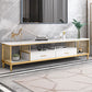 Glam Style TV Stand Stone Open Storage TV Console with 2 Drawers