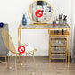 Glam Style 29,5 "Hauteur Golden Glass Top Making Vanity for Chambre