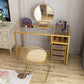 Glam Style 29,5 "Hauteur Golden Glass Top Making Vanity for Chambre