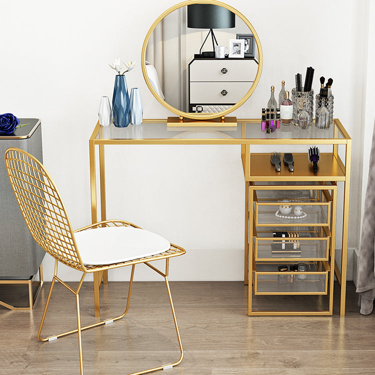 Glam Style 29,5 "Hauteur Golden Glass Top Making Vanity for Chambre