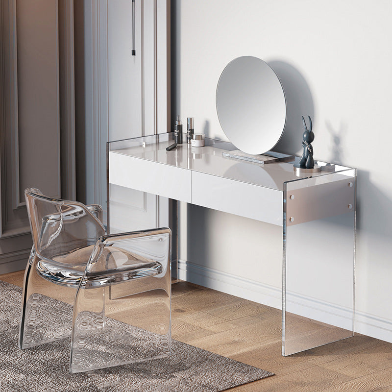 ストレートフィートメイクアップドレッシングテーブル製造された木材トップホワイトアクリルメイクアップテーブル