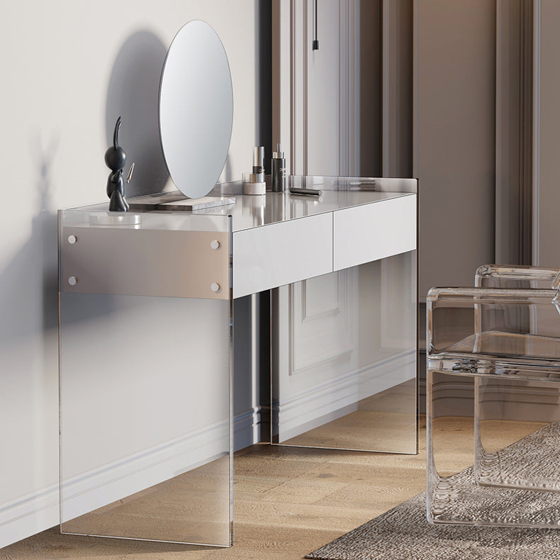 ストレートフィートメイクアップドレッシングテーブル製造された木材トップホワイトアクリルメイクアップテーブル