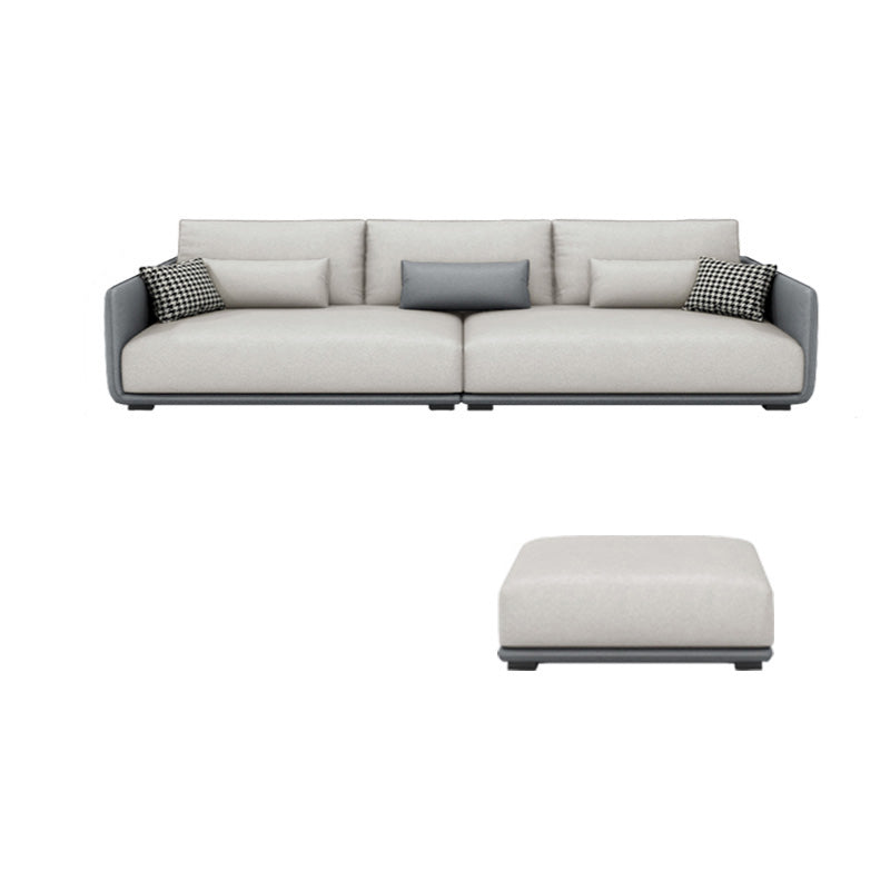 Modern Cream Faux Leather Straight Arm Sofa/Sectionals with water proof for Living Room