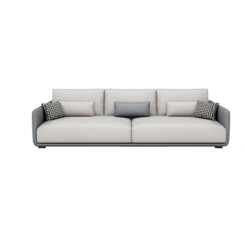 Modern Cream Faux Leather Straight Arm Sofa/Sectionals with water proof for Living Room