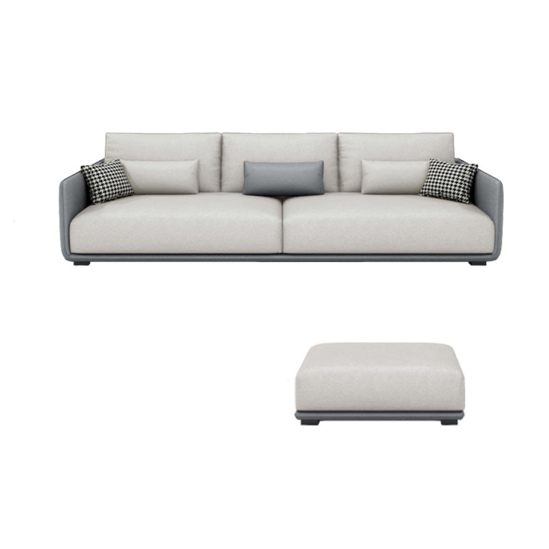 Modern Cream Faux Leather Straight Arm Sofa/Sectionals with water proof for Living Room