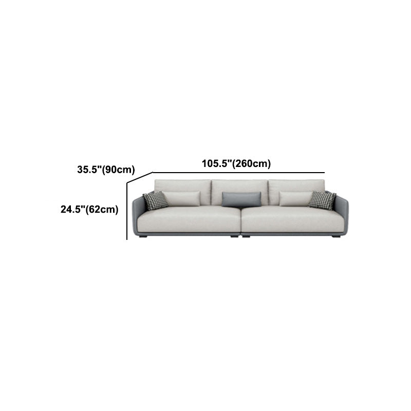 Modern Cream Faux Leather Straight Arm Sofa/Sectionals with water proof for Living Room