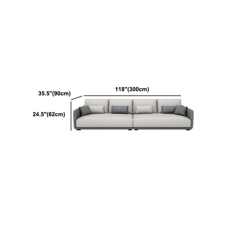 Modern Cream Faux Leather Straight Arm Sofa/Sectionals with water proof for Living Room