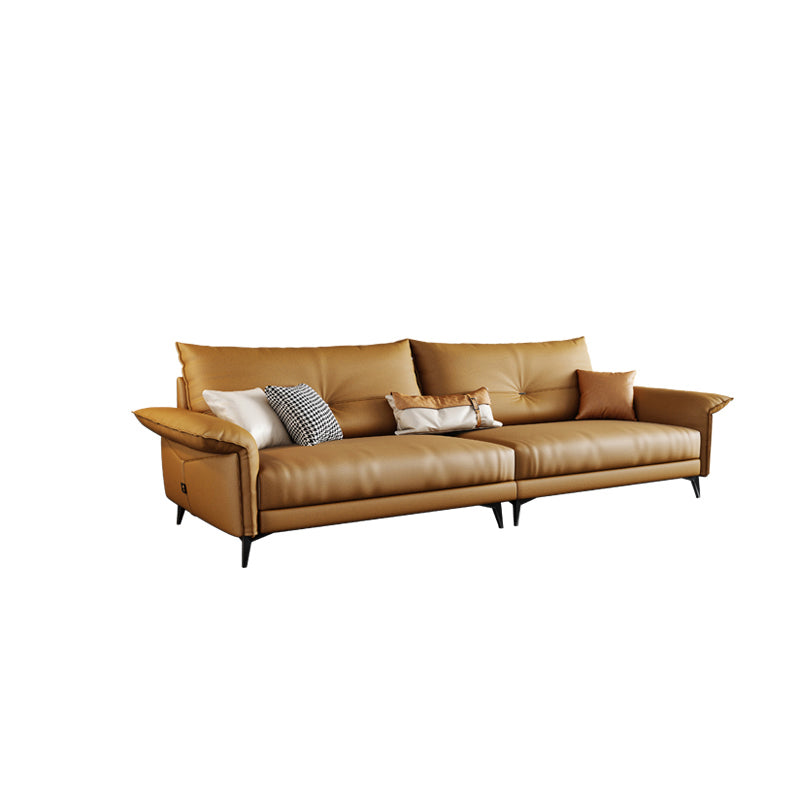 Contemporary Dark Brown Cushions Standard Pillow Top Arm Settee 122"L x 36"W x 35"H Latex Clearhalo 'furn' 'furn_sofas' 'Furniture' 'Living Room Furniture' 'Sofa' 'sofas' 5301493