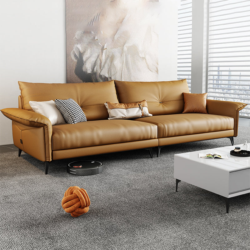 Contemporary Dark Brown Cushions Standard Pillow Top Arm Settee 98"L x 36"W x 35"H Clearhalo 'furn' 'furn_sofas' 'Furniture' 'Living Room Furniture' 'Sofa' 'sofas' 5301494