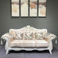 Traditional Rolled Arm White/black Frame Velvet Settee Couch for Three People