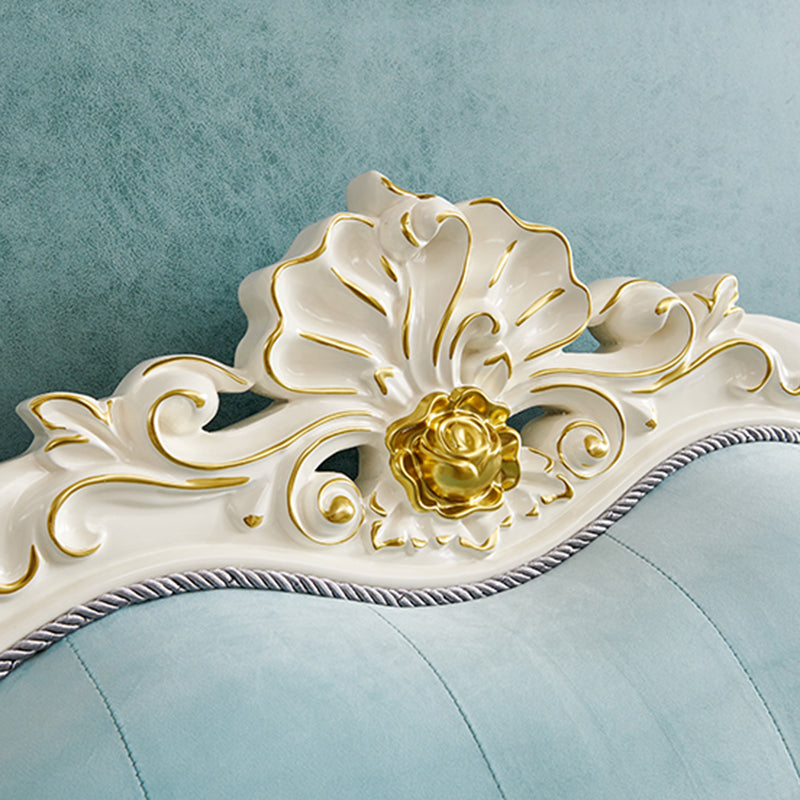 Traditional Rolled Arm White/black Frame Velvet Settee Couch for Three People