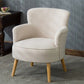 27.55"Wide*27.55"Deep Arm Chair with Square Arms, Basic Four Legs Off-White Natural Wood Clearhalo 'Accent Chairs' 'accent_chairs' 'Chairs & Seating' 'furn' 'furn_accent_chairs' 'Furniture' 'Living Room Furniture' 5301564