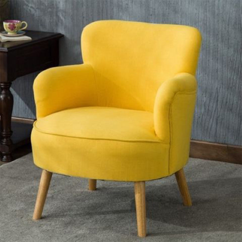 27.55"Wide*27.55"Deep Arm Chair with Square Arms, Basic Four Legs Yellow Natural Wood Clearhalo 'Accent Chairs' 'accent_chairs' 'Chairs & Seating' 'furn' 'furn_accent_chairs' 'Furniture' 'Living Room Furniture' 5301565