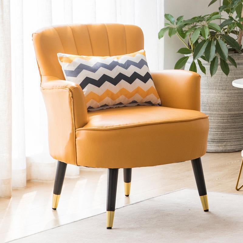 27.55"Wide*27.55"Deep Arm Chair with Square Arms, Basic Four Legs Orange Black Clearhalo 'Accent Chairs' 'accent_chairs' 'Chairs & Seating' 'furn' 'furn_accent_chairs' 'Furniture' 'Living Room Furniture' 5301571