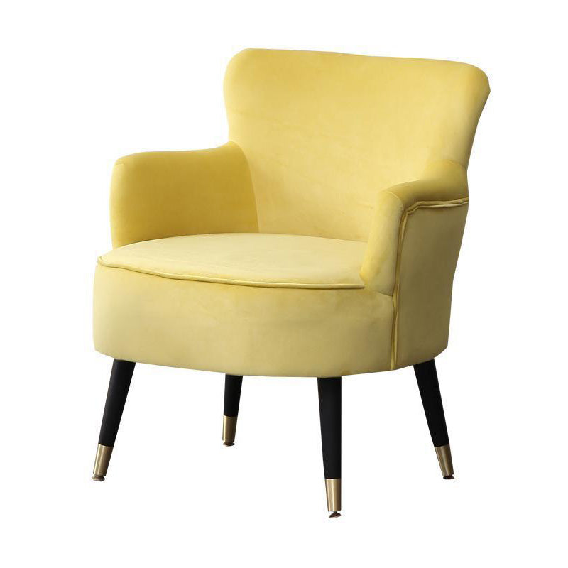 27.55"Wide*27.55"Deep Arm Chair with Square Arms, Basic Four Legs Yellow Black Clearhalo 'Accent Chairs' 'accent_chairs' 'Chairs & Seating' 'furn' 'furn_accent_chairs' 'Furniture' 'Living Room Furniture' 5301574