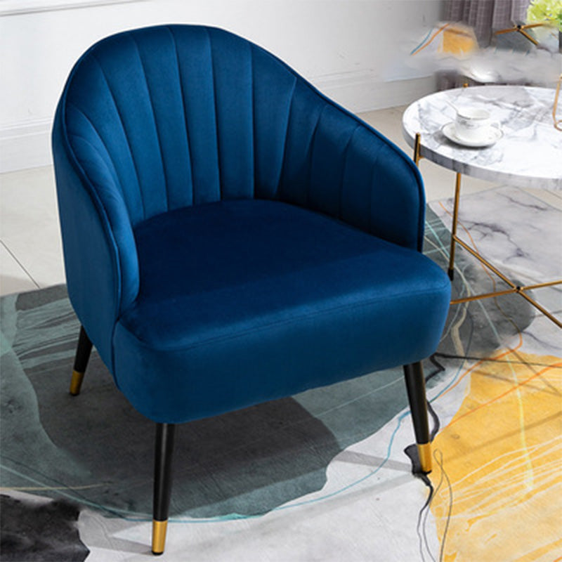 Faux Leather/Velvet 24.8"W Sloped Arms Basic Four Legs Solid Color Armchair for Bedroom