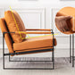 Square Arms 27" W Sled Based Faux Leather Arm Chair with Pillow Back Clearhalo 'Accent Chairs' 'accent_chairs' 'Chairs & Seating' 'furn' 'furn_accent_chairs' 'Furniture' 'Living Room Furniture' 5301692
