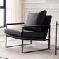Square Arms 27" W Sled Based Faux Leather Arm Chair with Pillow Back Black Clearhalo 'Accent Chairs' 'accent_chairs' 'Chairs & Seating' 'furn' 'furn_accent_chairs' 'Furniture' 'Living Room Furniture' 5301693