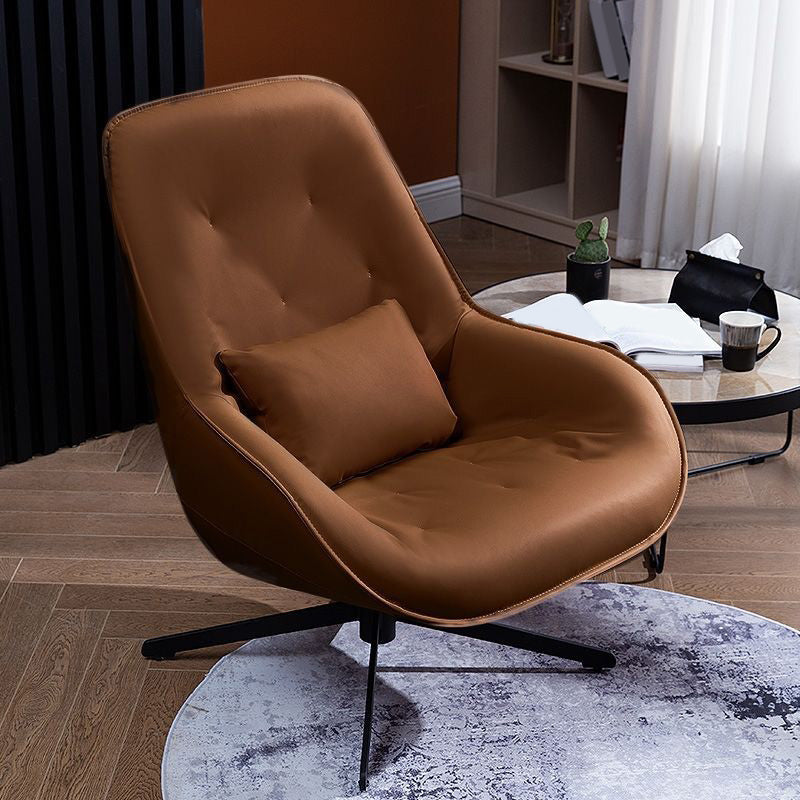 22.44"Wide*22.44"Deep Bonded Leather Armless Chair with Spider Base Coffee Without Ottoman Clearhalo 'Accent Chairs' 'accent_chairs' 'Chairs & Seating' 'furn' 'furn_accent_chairs' 'Furniture' 'Living Room Furniture' 5301699