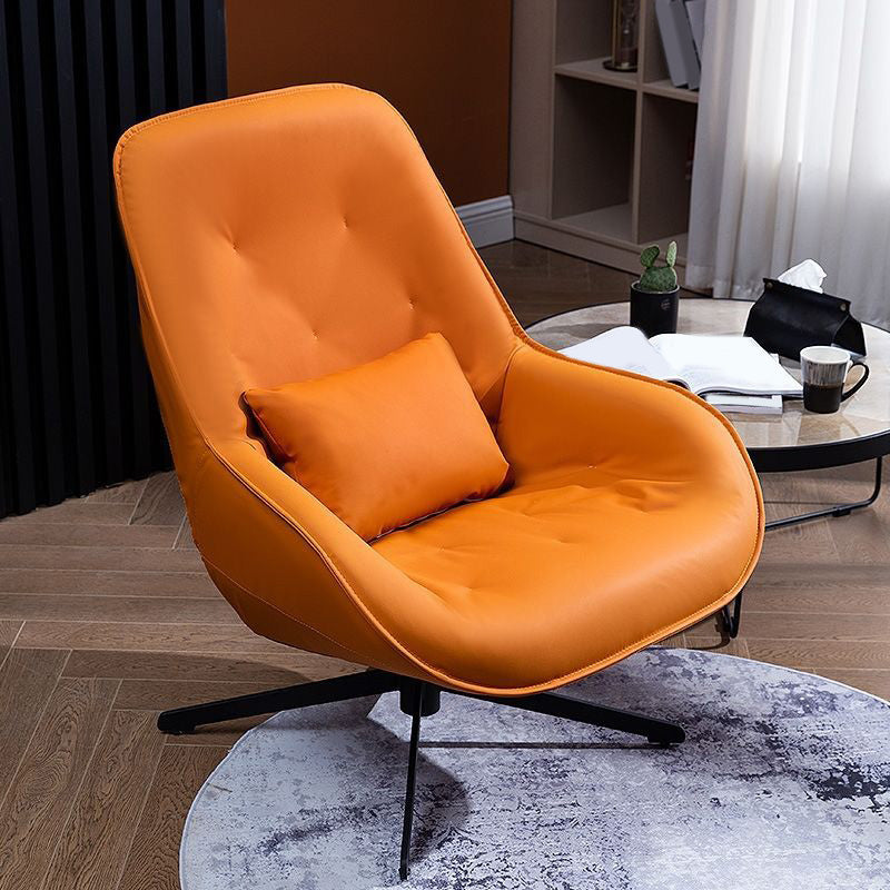 22.44"Wide*22.44"Deep Bonded Leather Armless Chair with Spider Base Orange Without Ottoman Clearhalo 'Accent Chairs' 'accent_chairs' 'Chairs & Seating' 'furn' 'furn_accent_chairs' 'Furniture' 'Living Room Furniture' 5301700