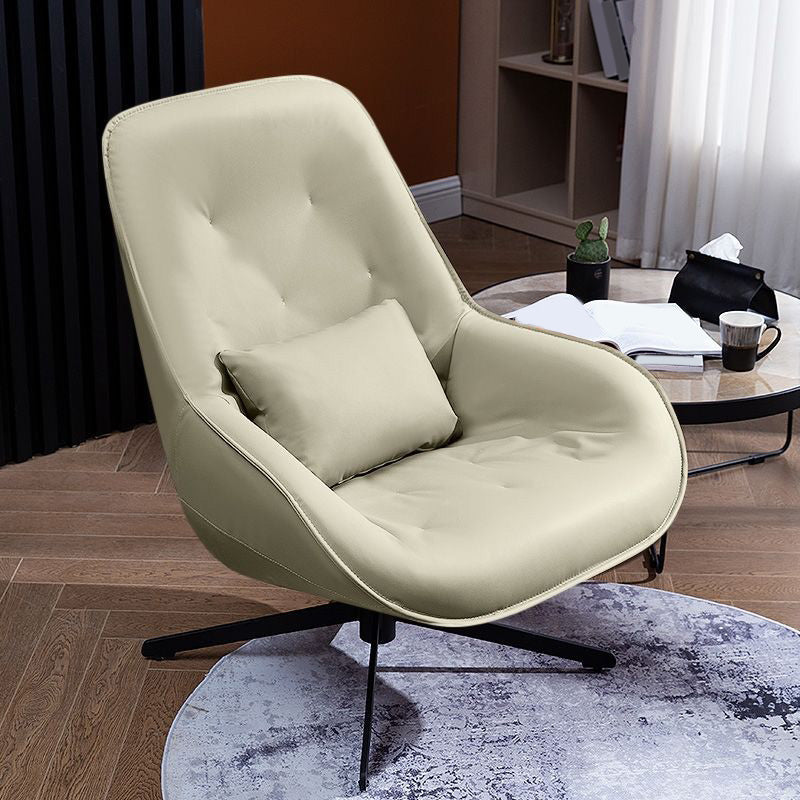 22.44"Wide*22.44"Deep Bonded Leather Armless Chair with Spider Base Off-White Without Ottoman Clearhalo 'Accent Chairs' 'accent_chairs' 'Chairs & Seating' 'furn' 'furn_accent_chairs' 'Furniture' 'Living Room Furniture' 5301701