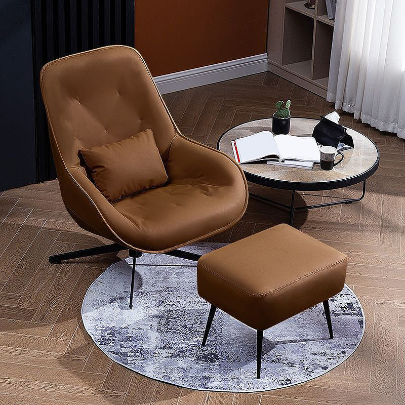 22.44"Wide*22.44"Deep Bonded Leather Armless Chair with Spider Base Coffee With Ottoman Clearhalo 'Accent Chairs' 'accent_chairs' 'Chairs & Seating' 'furn' 'furn_accent_chairs' 'Furniture' 'Living Room Furniture' 5301703