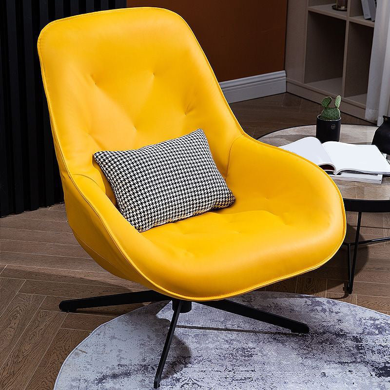 22.44"Wide*22.44"Deep Bonded Leather Armless Chair with Spider Base Yellow Without Ottoman Clearhalo 'Accent Chairs' 'accent_chairs' 'Chairs & Seating' 'furn' 'furn_accent_chairs' 'Furniture' 'Living Room Furniture' 5301705