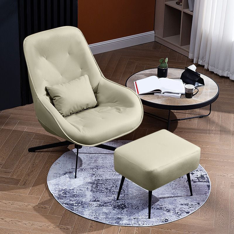 22.44"Wide*22.44"Deep Bonded Leather Armless Chair with Spider Base Off-White With Ottoman Clearhalo 'Accent Chairs' 'accent_chairs' 'Chairs & Seating' 'furn' 'furn_accent_chairs' 'Furniture' 'Living Room Furniture' 5301706