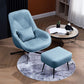 22.44"Wide*22.44"Deep Bonded Leather Armless Chair with Spider Base Blue With Ottoman Clearhalo 'Accent Chairs' 'accent_chairs' 'Chairs & Seating' 'furn' 'furn_accent_chairs' 'Furniture' 'Living Room Furniture' 5301710
