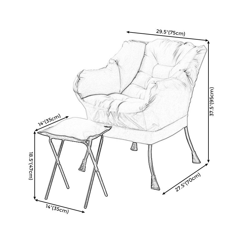 29.52 "W*27.55" D Silla de brazo de mezcla de algodón con cuatro patas negras básicas, brazos acampanados
