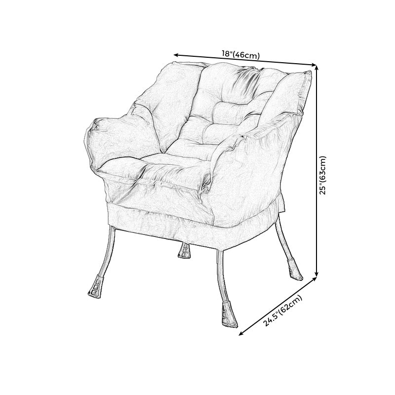 29.52 "W*27.55" D Silla de brazo de mezcla de algodón con cuatro patas negras básicas, brazos acampanados