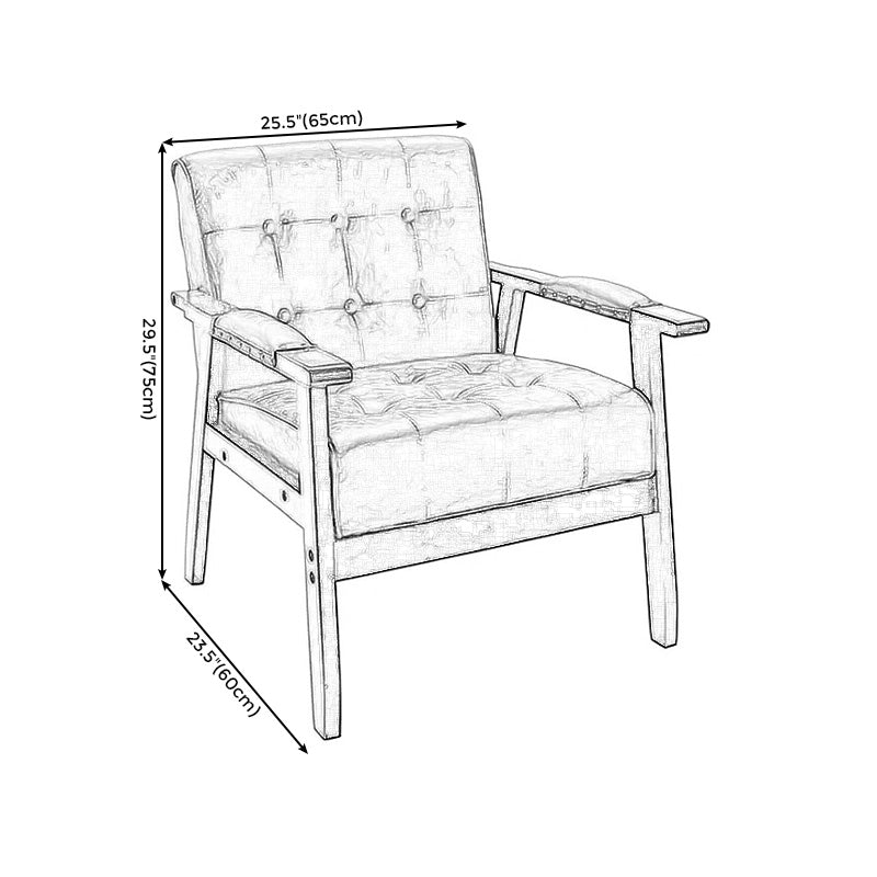 Modern 25.5"W Faux Leather Arm Chair with Basic Four Legs and Tufted Back Clearhalo 'Accent Chairs' 'accent_chairs' 'Chairs & Seating' 'furn' 'furn_accent_chairs' 'Furniture' 'Living Room Furniture' 5301787