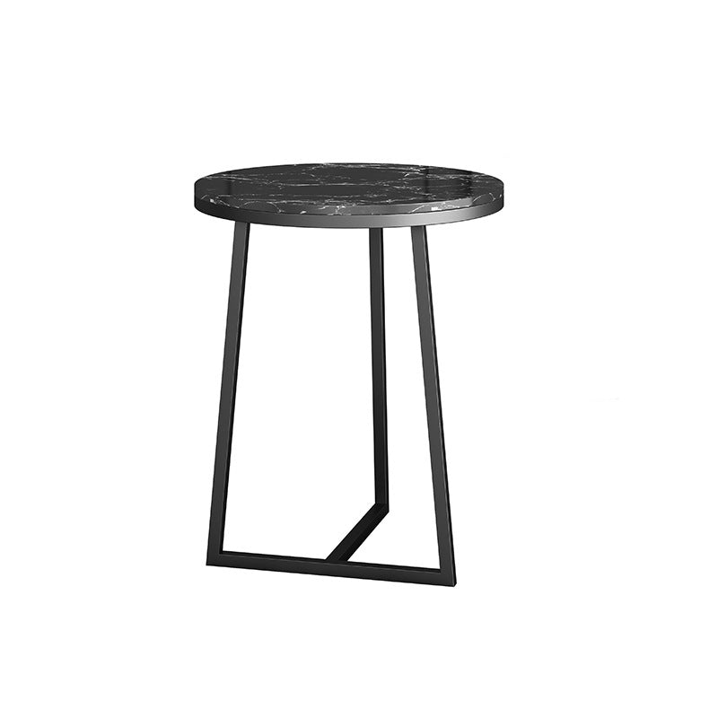 Round Marble Top End Table Metal Frame Sofa Side End Table for Living Room 16"L x 16"W x 22"H Black Black Clearhalo 'Coffee & Accent Tables' 'End & Side Tables' 'end_side_tables' 'furn' 'furn_end_side_tables' 'Furniture' 'Living Room Furniture' 5301826