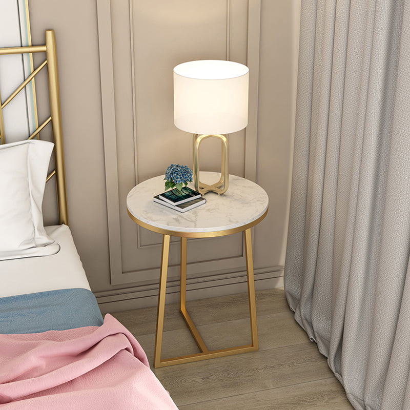 Round Marble Top End Table Metal Frame Sofa Side End Table for Living Room Clearhalo 'Coffee & Accent Tables' 'End & Side Tables' 'end_side_tables' 'furn' 'furn_end_side_tables' 'Furniture' 'Living Room Furniture' 5301828