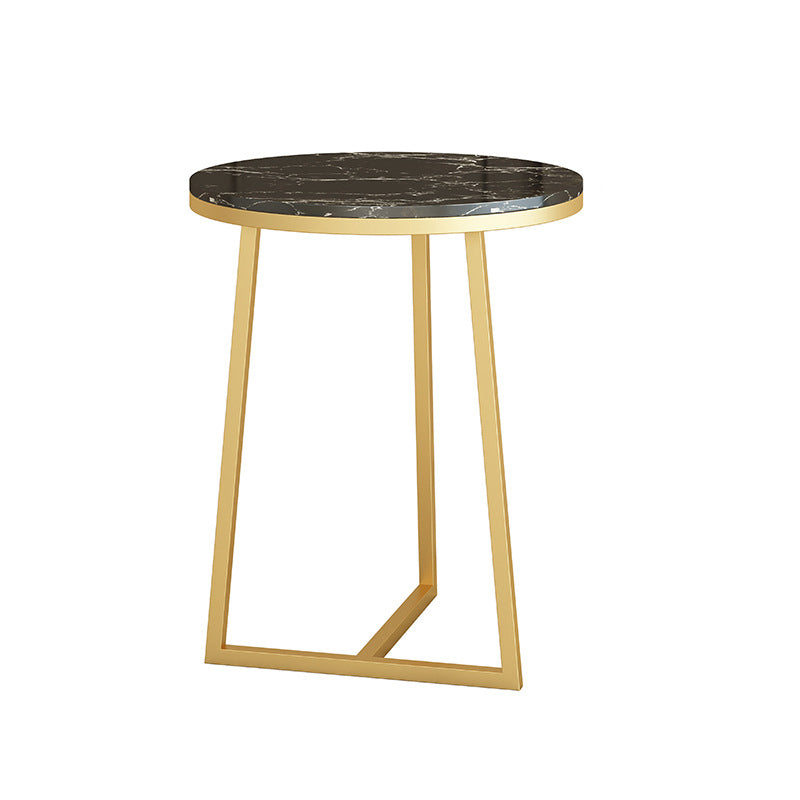 Round Marble Top End Table Metal Frame Sofa Side End Table for Living Room 19.7"L x 19.7"W x 23.5"H Gold Black Clearhalo 'Coffee & Accent Tables' 'End & Side Tables' 'end_side_tables' 'furn' 'furn_end_side_tables' 'Furniture' 'Living Room Furniture' 5301829