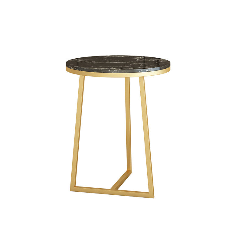 Round Marble Top End Table Metal Frame Sofa Side End Table for Living Room 16"L x 16"W x 22"H Gold Black Clearhalo 'Coffee & Accent Tables' 'End & Side Tables' 'end_side_tables' 'furn' 'furn_end_side_tables' 'Furniture' 'Living Room Furniture' 5301830