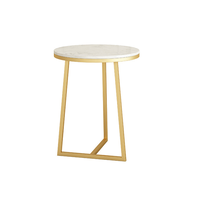 Round Marble Top End Table Metal Frame Sofa Side End Table for Living Room 16"L x 16"W x 22"H Gold White Clearhalo 'Coffee & Accent Tables' 'End & Side Tables' 'end_side_tables' 'furn' 'furn_end_side_tables' 'Furniture' 'Living Room Furniture' 5301832