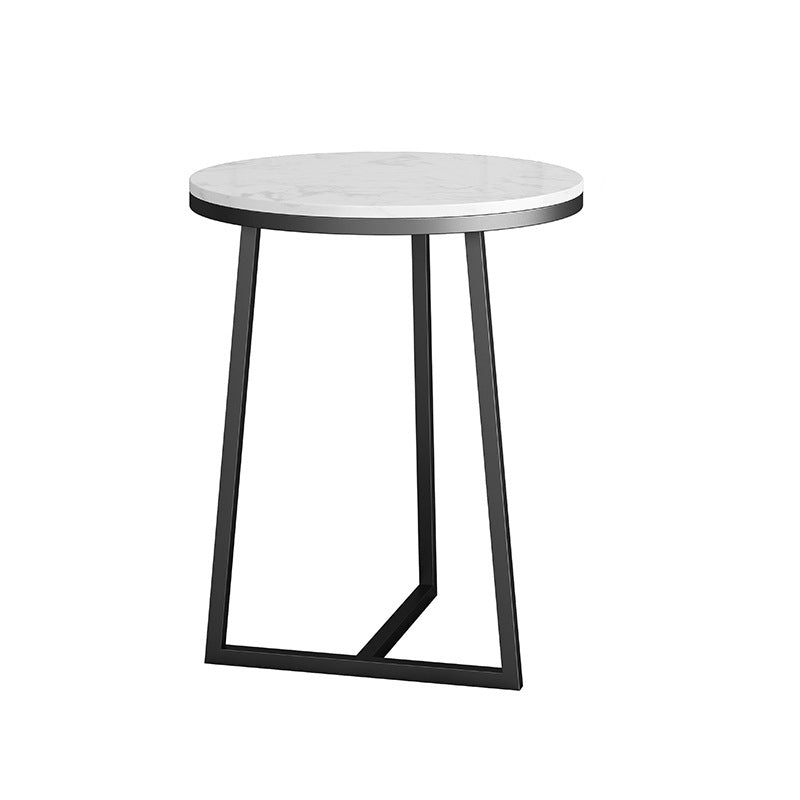 Round Marble Top End Table Metal Frame Sofa Side End Table for Living Room 19.7"L x 19.7"W x 23.5"H Black White Clearhalo 'Coffee & Accent Tables' 'End & Side Tables' 'end_side_tables' 'furn' 'furn_end_side_tables' 'Furniture' 'Living Room Furniture' 5301833