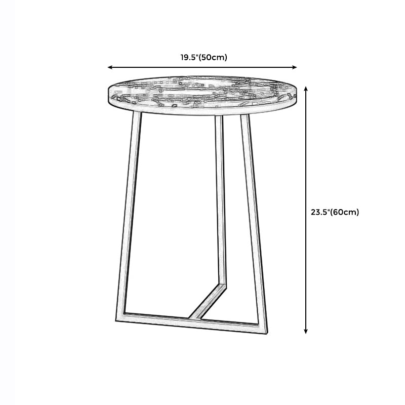 Round Marble Top End Table Metal Frame Sofa Side End Table for Living Room Clearhalo 'Coffee & Accent Tables' 'End & Side Tables' 'end_side_tables' 'furn' 'furn_end_side_tables' 'Furniture' 'Living Room Furniture' 5301836