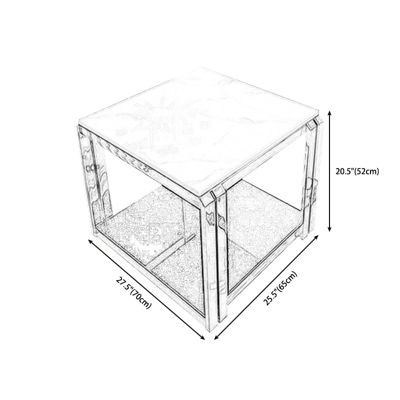 Tabella di estremità del blocco quadrata in acciaio inossidabile moderno tavolo da tavolo angolare in marmo laterale