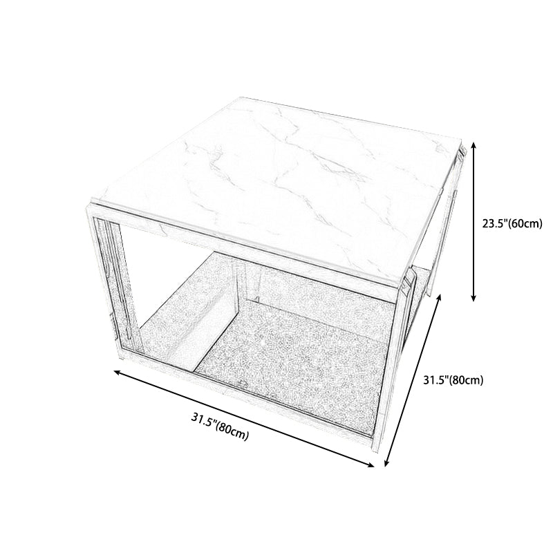 Tabella di estremità del blocco quadrata in acciaio inossidabile moderno tavolo da tavolo angolare in marmo laterale